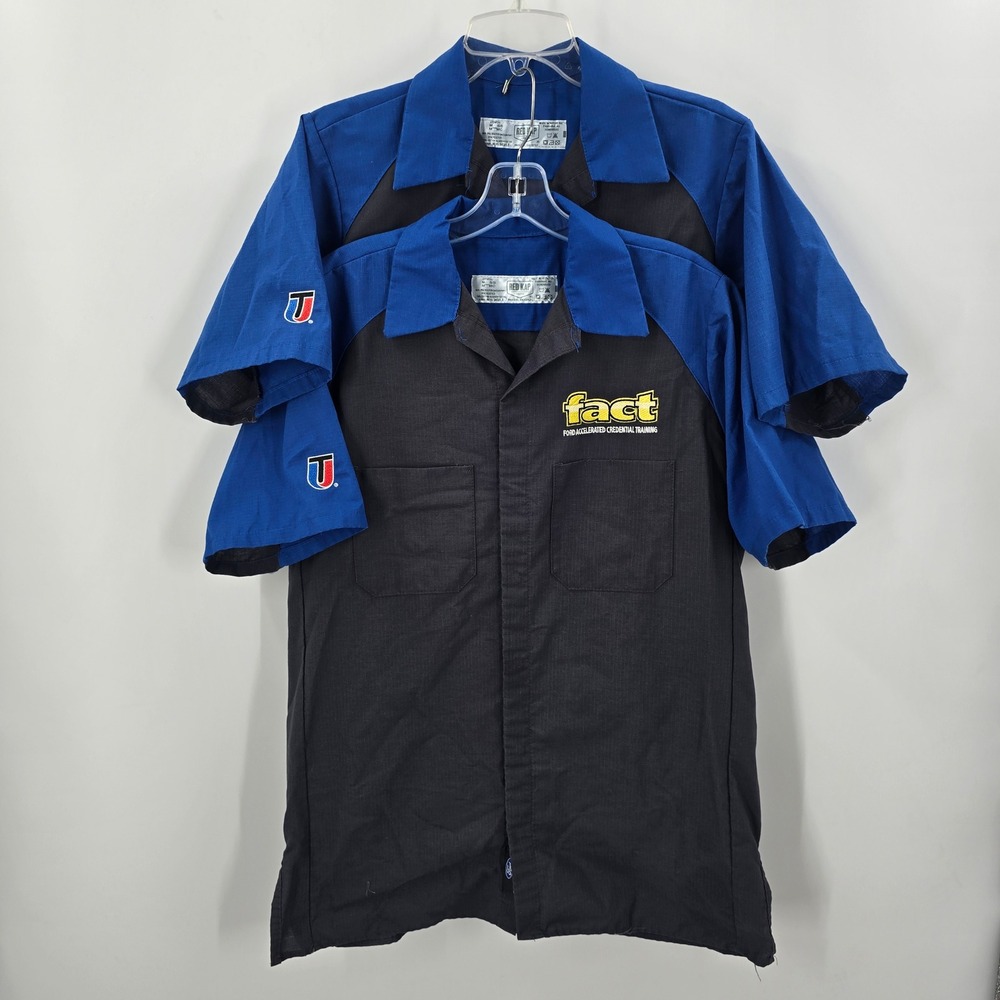 Set f 2 Red Kap Ford FACT Work Shirt Mens Medium  UTI Technician Snap Front
